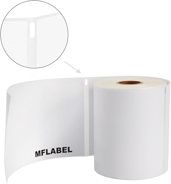 MFLABEL 4x6 Direct Thermal Shipping Labels - 4 Rolls, 220 Labels/Roll, Perforated Postage Paper with Alignment Hole, Compatible with 4XL LabelWriter 1744907 & 1755120, Rollo for USPS, UPS