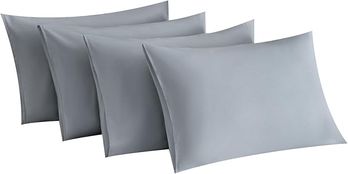 MINIPANDA Light Grey Pillowcases Set of 4 King Size- Gray Pillow Cases Super by Unknown