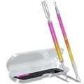 2PCS Metal Pink-Yellow Gradient Cuticle Pusher and Cutter Remover Salon Quality by GA%26EN