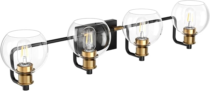 Tipace Industrial Bathroom Vanity Lighting Fixtures 4-Lights Vintage Black & - Image 9