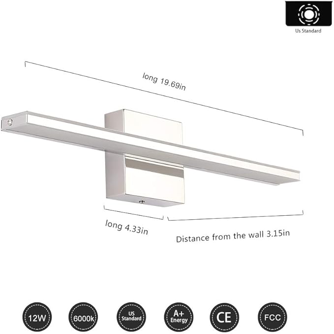 LED Vanity Light Bar 20 Inch Bathroom Light Fixtures 12W Over Mirror Lighting - Image 8