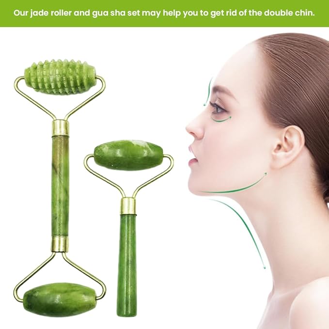 Bibabala 4-PCS Face Roller and Gua Sha Set, Skin Care Roller, Jade Roller Set - Image 4