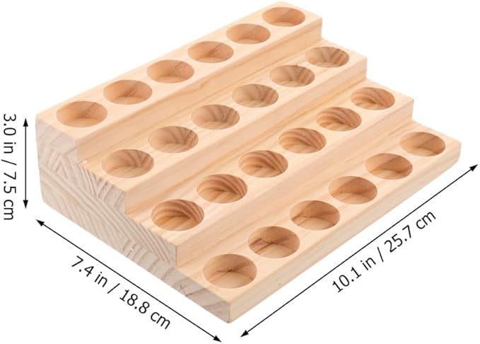 Healifty Wooden Essential Oil Organizer Rack 24 Slots Bottle Display Stand - Image 2