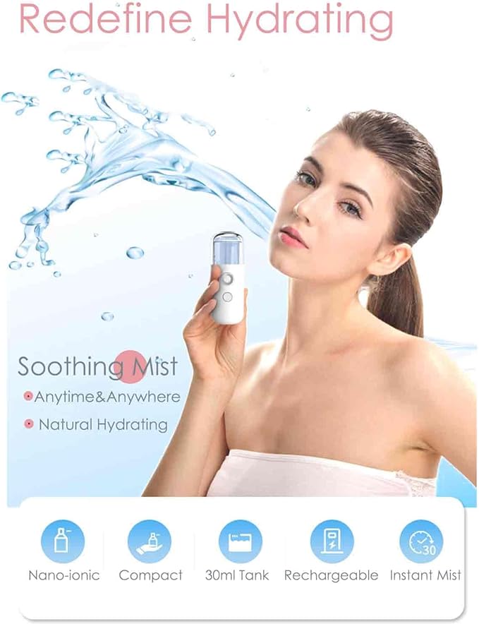GIVERARE Nano Facial Steamer, Handy Mini Mister, USB Rechargeable Mist Sprayer - Image 3