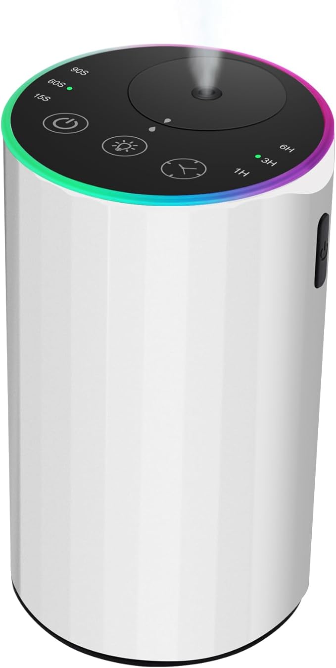 Waterless Essential Oil Diffuser, 7 Colors LED Light, Battery Powered Mini by konchile