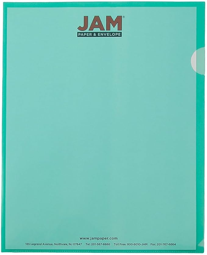JAM PAPER Plastic Sleeves - Letter Size - 9 x 11 1/2 - Green Project Pockets - 12 Page Protectors/Pack