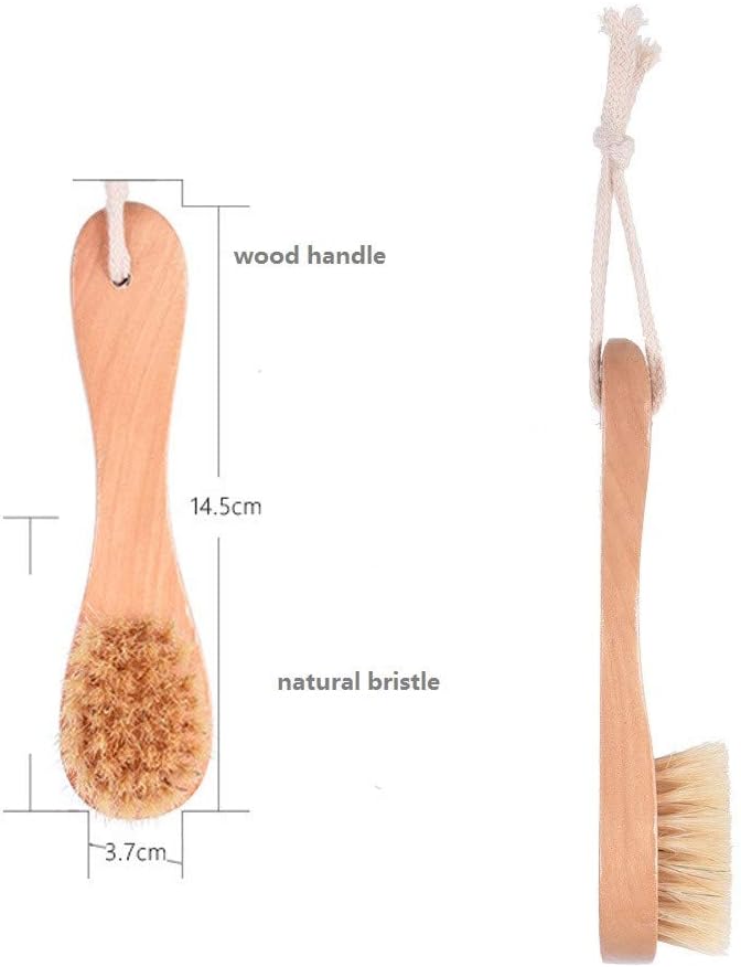 Natural Bristles Wooden Face Cleaning Brush Wood Handle Facial Cleanser Nose - Image 3