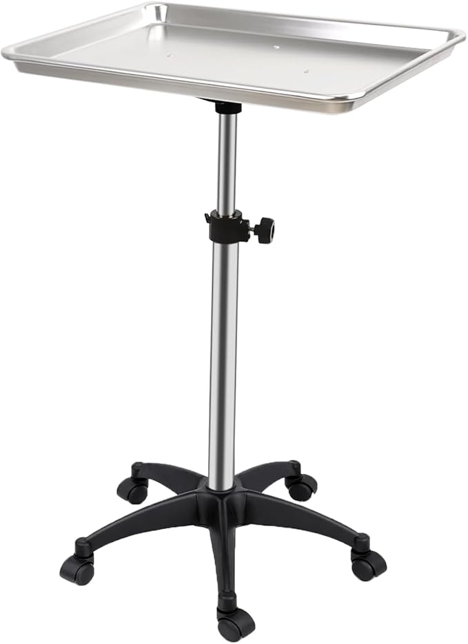 Salon Rolling Tray, Height Adjustable Tattoo Tray Rolling Cart, Storage Utility by Roixeeds