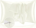 BEDELITE Satin Pillowcase with Zipper 2 Pack, Ivory Pillow Cases Standard Size by BEDELITE