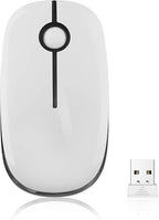 VssoPlor Wireless Mouse, 2.4G Slim Portable Computer Mice with Nano Receiver for Notebook, PC, Laptop, Computer-Black and White