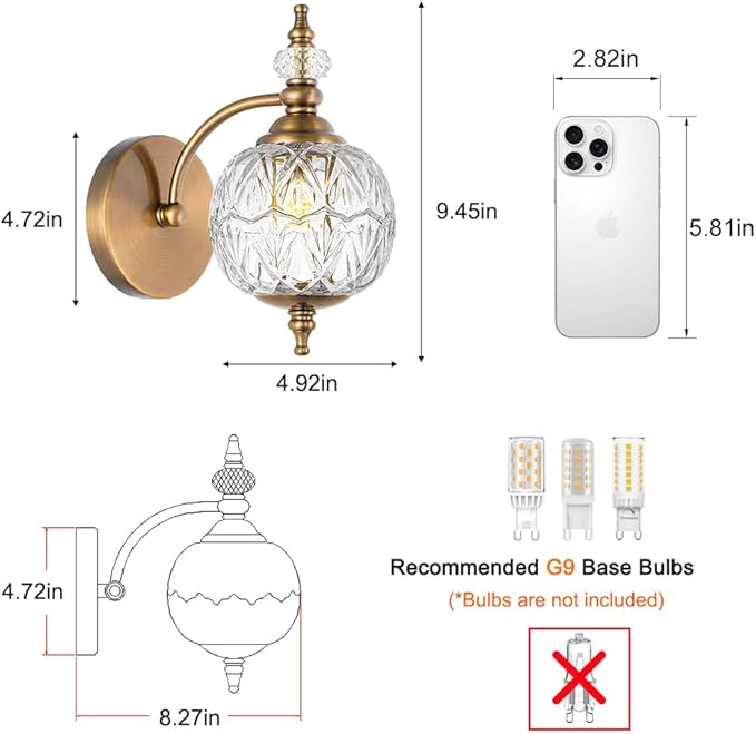 Brushed Antique Brass Bathroom Wall Sconce Vintage Style - Image 3