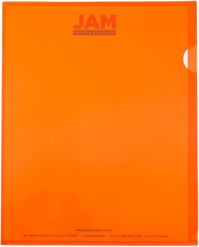 JAM PAPER Plastic Sleeves - Letter Size - 9 x 11 1/2 - Orange Project Pockets - 12 Page Protectors/Pack