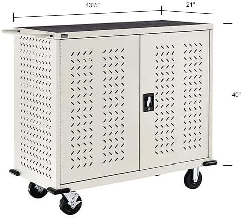 Global Industrial Mobile Storage & Charging Cart, 24 Laptop & Chromebook Device Capacity, Putty, Assembled, Laptop and Tablet Storage and Charging Cart