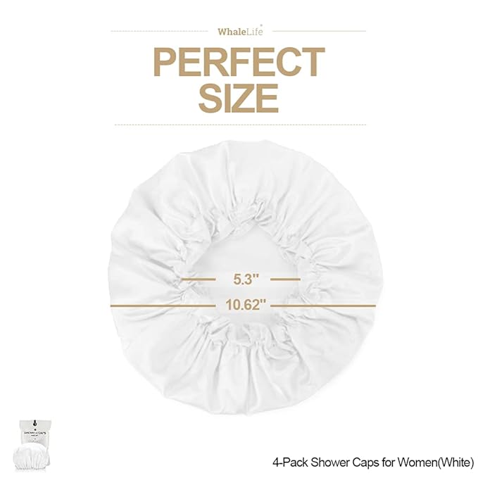 Shower Cap for Women Reusable Extra Large Shower Cap for Men Satin Double Layer - Image 5