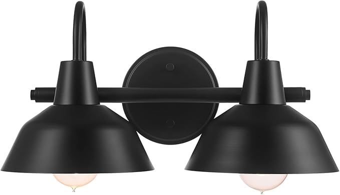 Globe Electric 63000004 3-Piece Bathroom Set, Matte Black, 15.5" 2-Light Vanity - Image 4