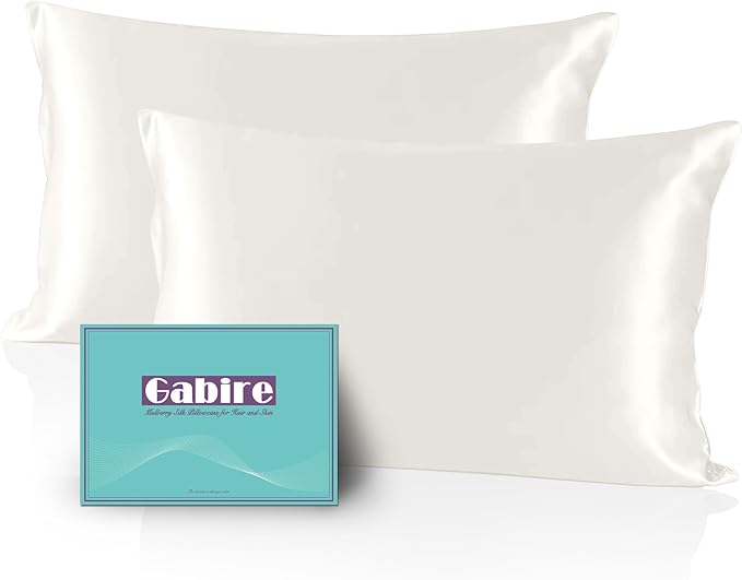 Gabire Mulberry Silk Queen Size Pillow Cases Set of 2, Ultra Smooth Soft by MulberrySilkPillowcases