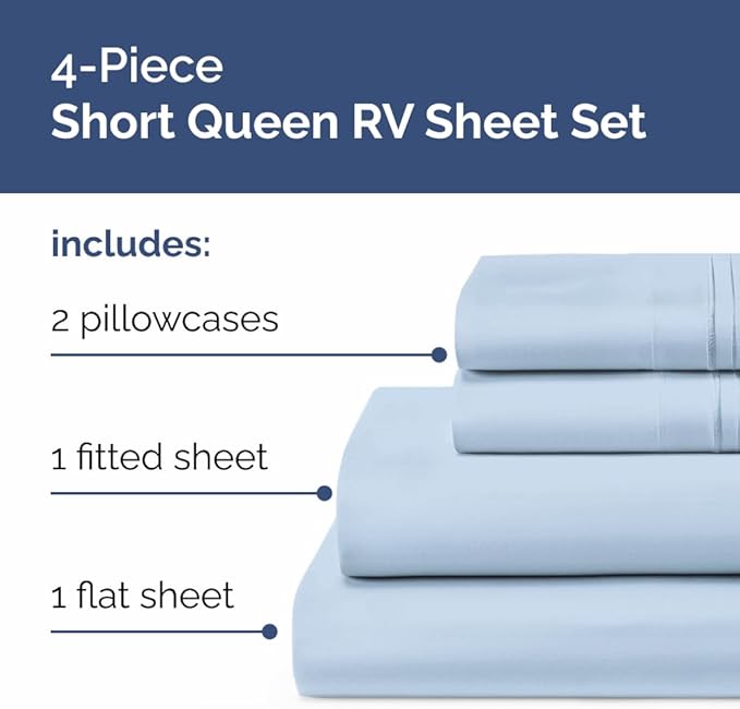 Short Queen Size 4 Piece Sheet Set - Image 2