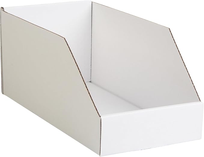 Hudson Exchange 6x12x5.5" (100 Pack) Corrugated Parts Bin Box For Storage & Organization, White