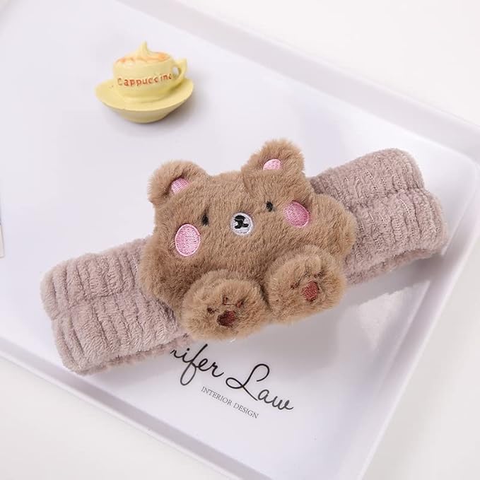 PERFECTSIGHT Kawaii Spa Headband Set, 2 Pack Cute Soft Coral Fleece Makeup and - Image 3
