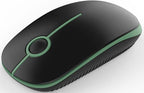 VssoPlor Wireless Mouse, 2.4G Slim Portable Computer Laptop Mouse with Nano Receiver Quiet Silent Optical Mice for Notebook, PC, Laptop, Computer-Black and Green