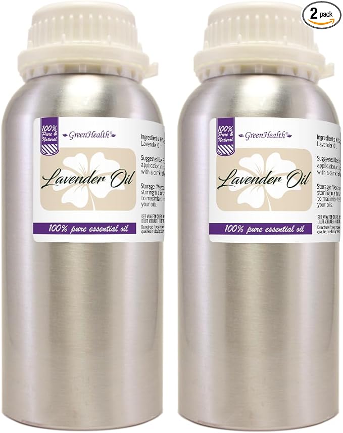 2 Bottles – GreenHealth Lavender Essential Oil – 16 fl oz Each – 100% Pure & by Greenals