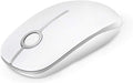 VssoPlor Wireless Mouse, 2.4G Slim Portable Computer Laptop Mouse with Nano Receiver Quiet Silent Optical Mice for Notebook, PC, Laptop, Computer-White and Silver