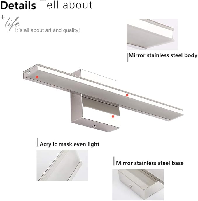 Modern Bathroom Light Fixtures 16 Inch led Vanity Lighting Bar 9W Linear Vanity - Image 4