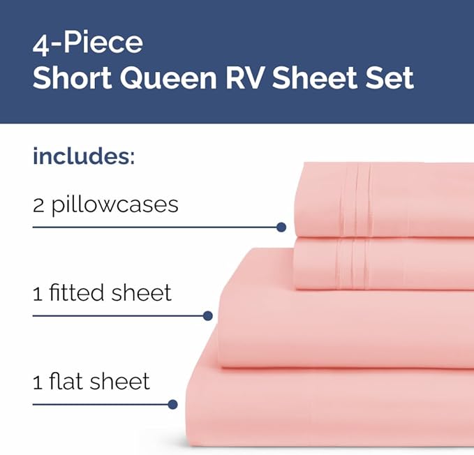 Short Queen Size 4 Piece Sheet Set - Image 2