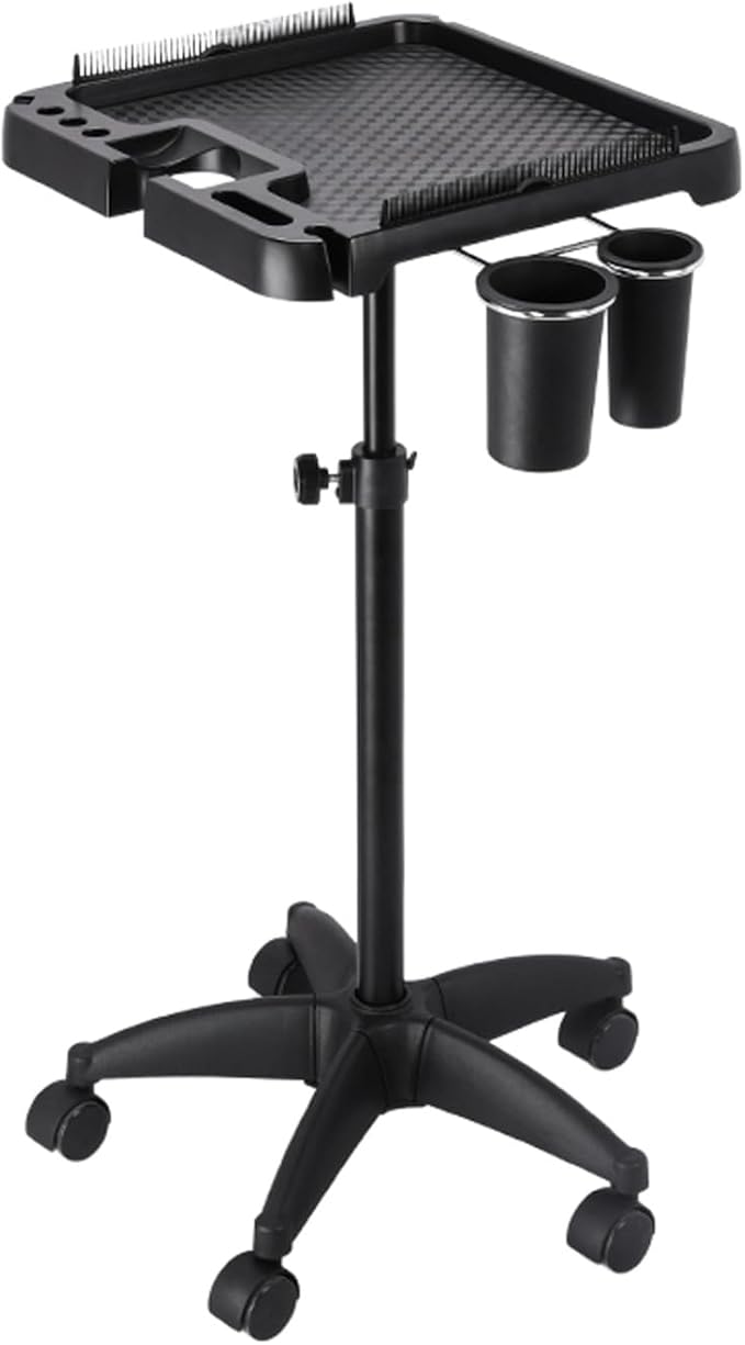 Salon Rolling Tray, Height Adjustable Tattoo Tray Rolling Cart, Storage Utility by Roixeeds