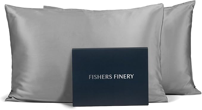 Fishers Finery 25mm 100% Pure Mulberry Silk Pillowcase 2 Pack by FishersFinery