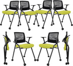 SLKJChr 10 Pack Foldable Office Chairs with Wheels, Mesh Back, Arms and Portable - Folding Office Chairs for Conference Room Chair, Office Guest & Reception & Meeting Chair - (Green) 300 lbs.