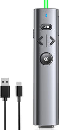 Wireless Presentation Clicker with Green Light Pointer, Clicker for Powerpoint Presentations with Volume Control, Rechargeable Long Range Presenter for Google Slide Keynote PC