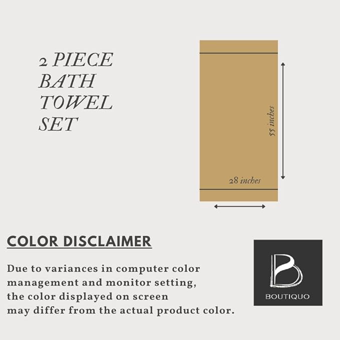 BOUTIQUO 100% Cotton 2 Pack Bath Towel Set 28x55, Eco-Friendly Large Bath Towels - Image 6