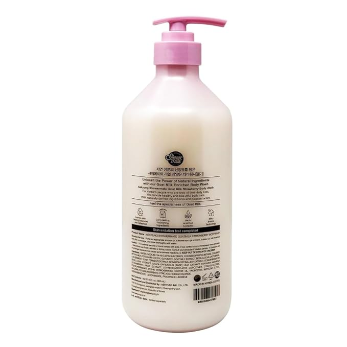 SHOWERMATE Goat Milk Body Wash Strawberry 27 fl oz / 800 ml - Image 2