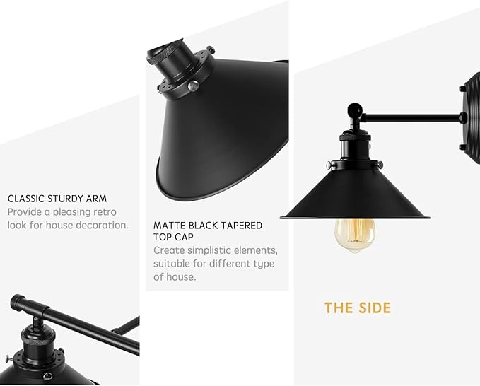 Bathroom Light Fixtures 2-Light Matte Black Farmhouse Vanity Lights - Image 3