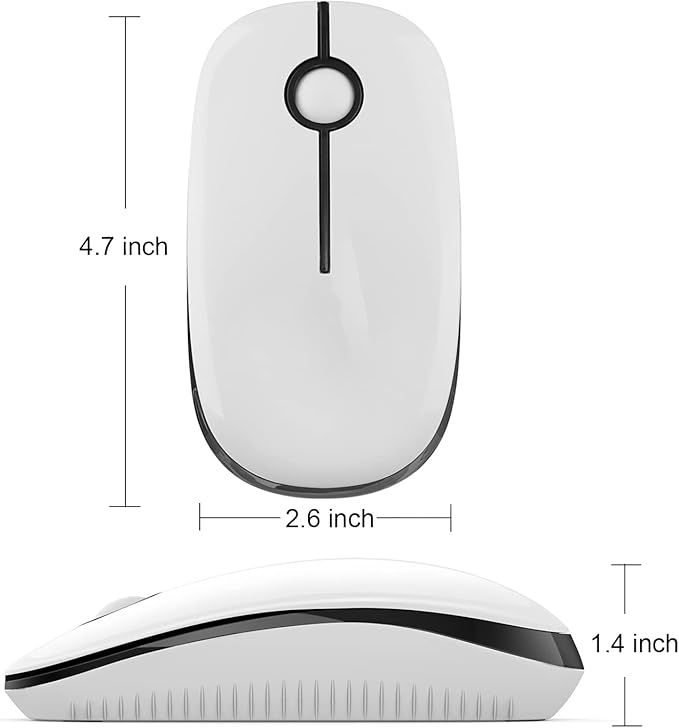 VssoPlor Wireless Mouse, 2.4G Slim Portable Computer Mice with Nano Receiver for Notebook, PC, Laptop, Computer-Black and White