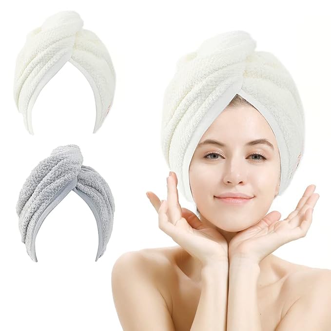 M-bestl 2 Pack Hair Towel Wrap, Absobent Hair Drying Towel by awesomeOralcareproduct
