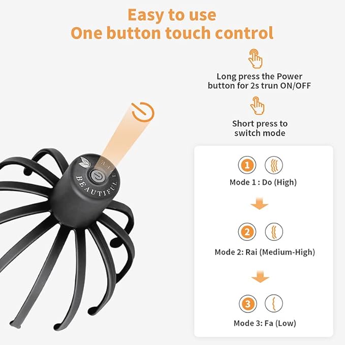 Electric Scalp Massager with 3 Modes, 360 Degree Head Massager, Cordless - Image 3