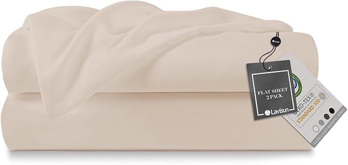 Lavisun King Flat Sheets 2 Pack, Hotel Quality Flat Bed Sheets, Brushed by Lavisun