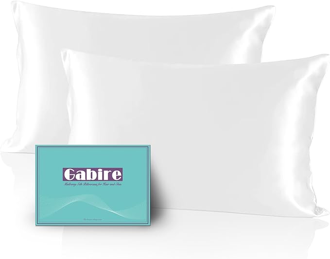 Gabire Mulberry Silk Pillow Cases Set of 2, Both Sides Real Silk Pillowcase by MulberrySilkPillowcases