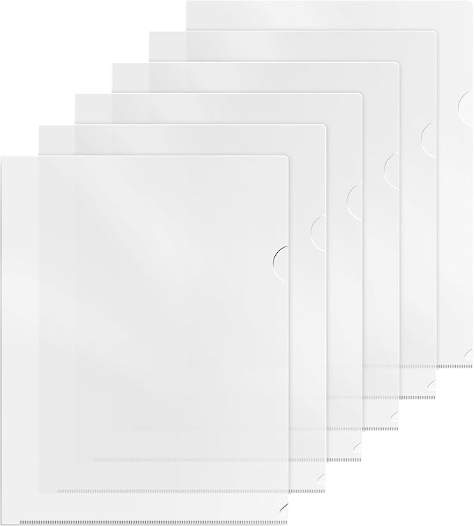 Dunwell Clear Folders for Documents, Plastic 8.5x11 File Sleeves for Document Protection, Filing, Storage, Organization (6 Pack) Transparent Folders with Pockets, Durable Letter Size Document Holder