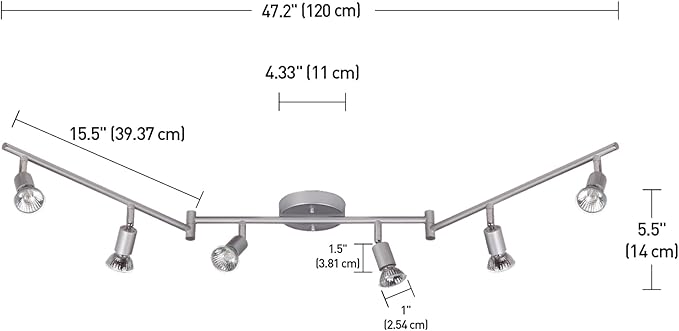 Globe Electric 59351 Payton 6-Light Foldable Track Lighting, Matte Silver - Image 13