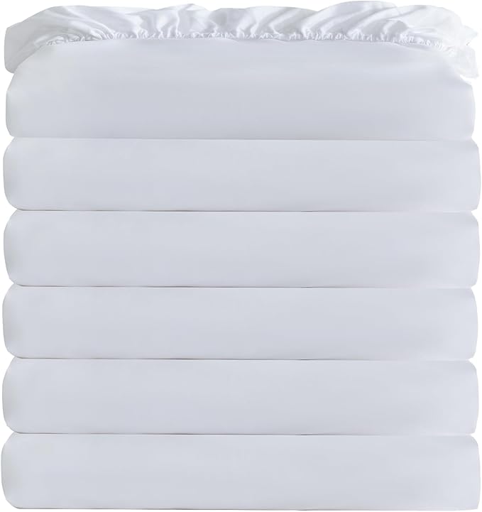 White Bulk Queen Fitted Sheet Only Deep Pocket 6 Pack, Quick Sort Bottom Bed by Culve