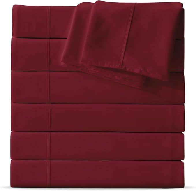 Maple&Stone Queen Flat Sheet 6 Pack, Premium Soft & Breathable, Brushed by MapleStone