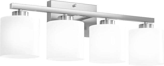 Honesorn 4-Light Bathroom Vanity Light Fixture, Brushed Nickel, Modern - Image 8