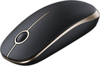 VssoPlor Wireless Mouse, 2.4G Slim Portable Computer Laptop Mouse with Nano Receiver Quiet Silent Optical Mice for Notebook, PC, Laptop, Computer-Black and Gold