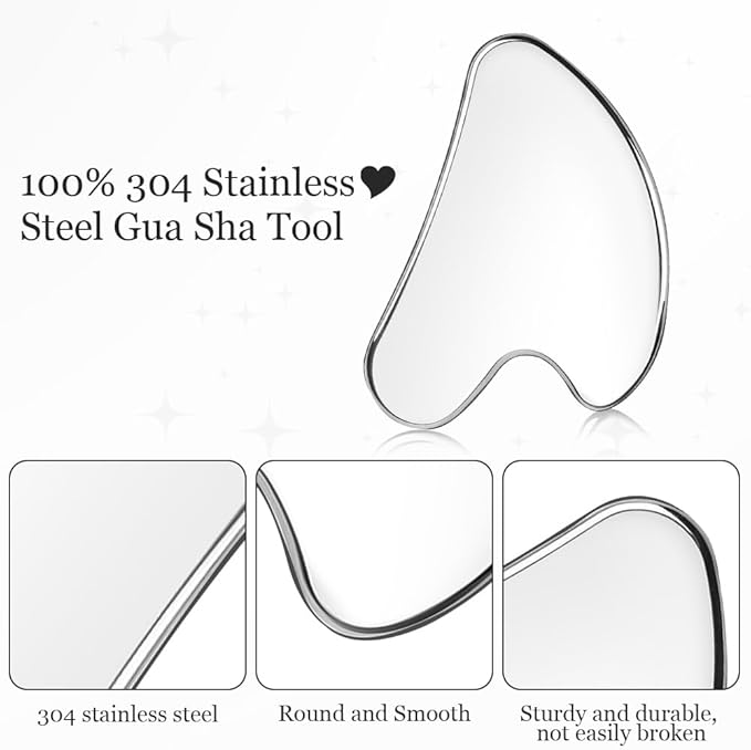 URAQT Stainless Steel Gua Sha Facial Tools Guasha Tools - Image 6