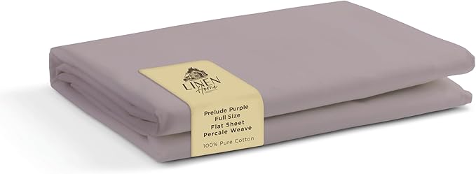 Linen Home 100% Cotton Percale 1 Flat Sheet, Full Size by LINENHOME