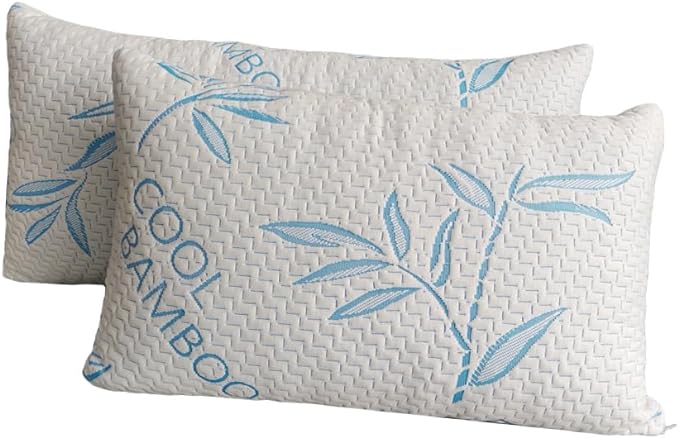 2 Pack King Size Pillows for Sleeping, Cooling Shredded Memory Foam Adjustable by OkaoHomeGoods