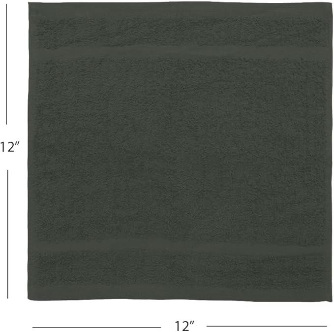 Avalon Towels Cotton Washcloths 24-Pack – 12 x 12 Inch Grey Super Soft & - Image 8